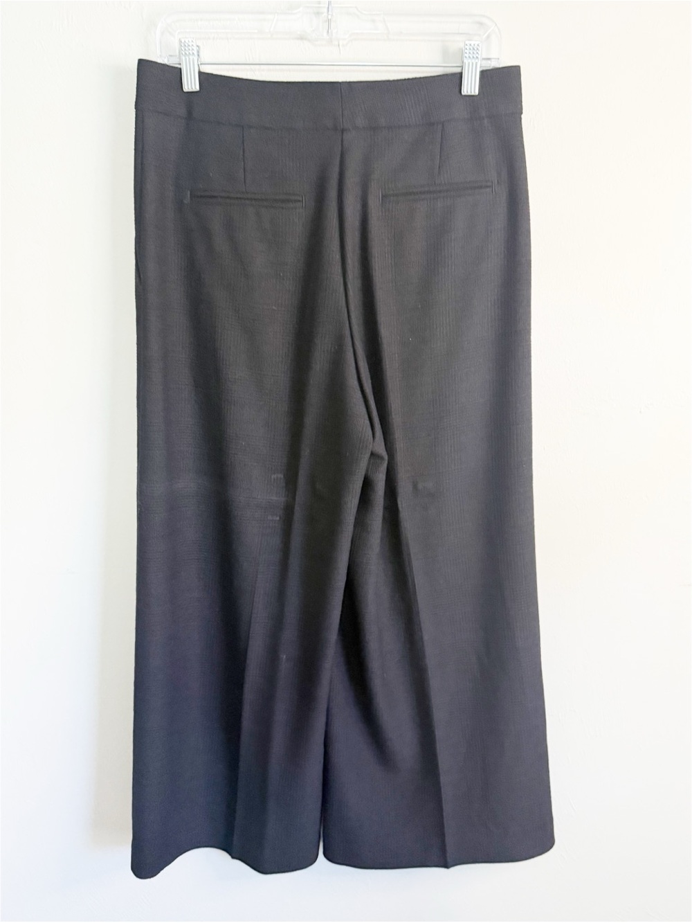 ANN TAYLOR Women’s Black Faint Plaid Wide Leg Trousers Pants Flat Front Size 6 - Picture 3 of 6